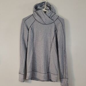 Lululemon Womens Think Fast Hoodie Size 6 Heathered Slate/Tonka Stripe Reflectiv
